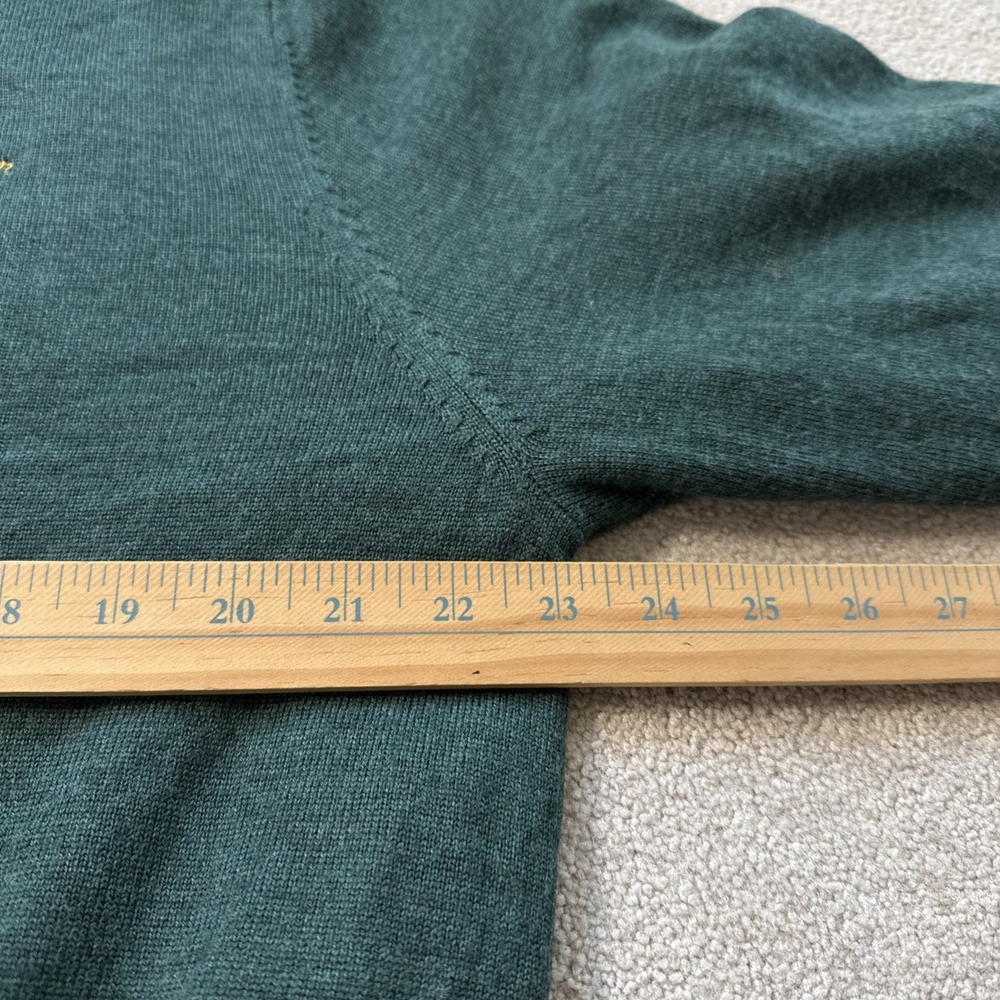 Turtleson 100% Merino Wool Quarter Zip Sweater Men's Large Forest Green Pullover - Picture 4 of 9